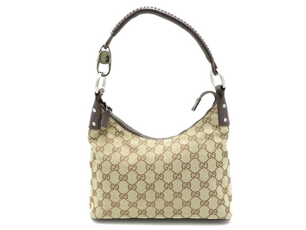 Gucci bag Hobo Beige Cream brown canvas leather